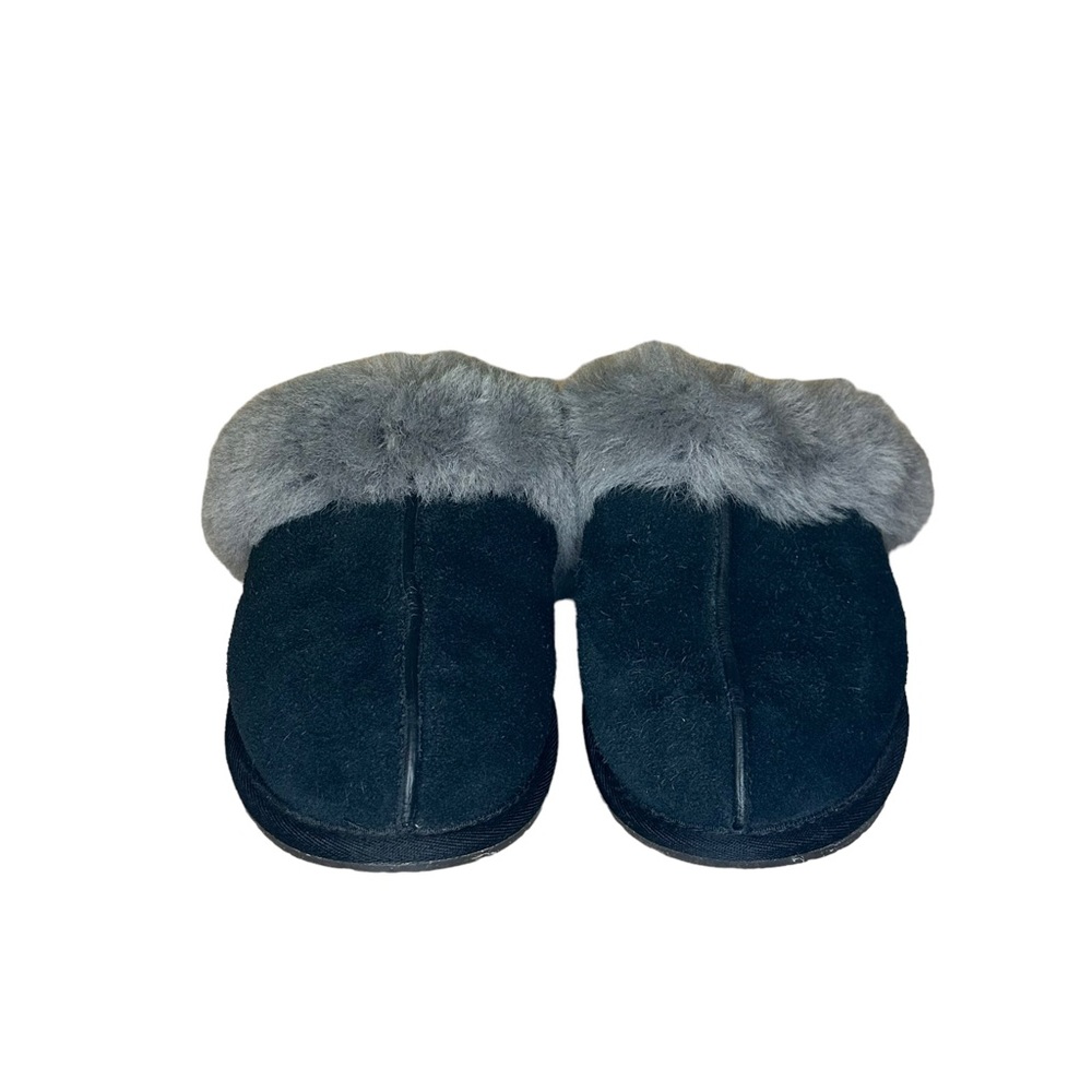 UGG BLACK AND GRAY FUR SLIPPER